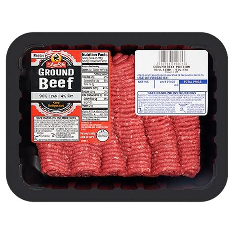 How many sugar are in 96% lean ground beef - calories, carbs, nutrition