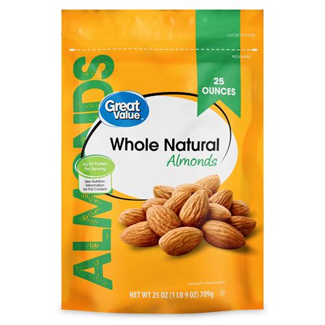 How many sugar are in all natural whole almonds - calories, carbs, nutrition