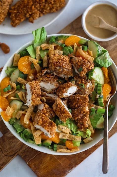 How many sugar are in almond chicken tender salad - calories, carbs, nutrition
