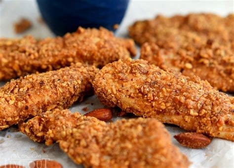 How many sugar are in almond crusted chicken strips - large - calories, carbs, nutrition
