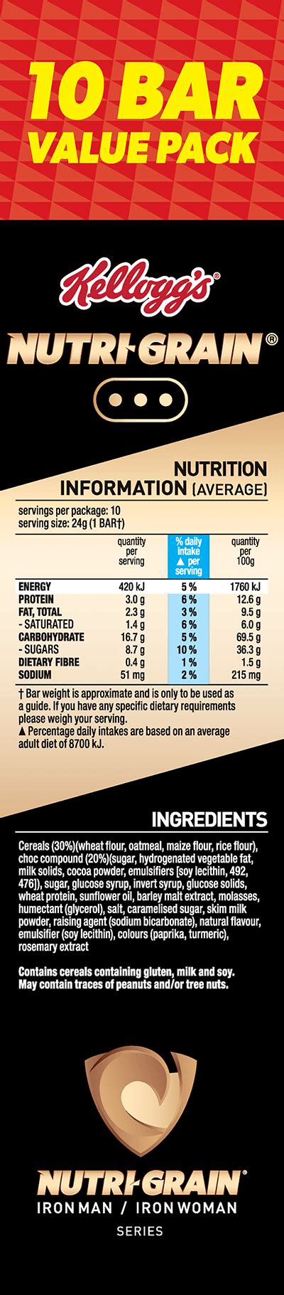 How many sugar are in apple nutrigrain bar - calories, carbs, nutrition