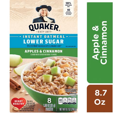 How many sugar are in apples and cinnamon naturally flavored instant oatmeal - calories, carbs, nutrition