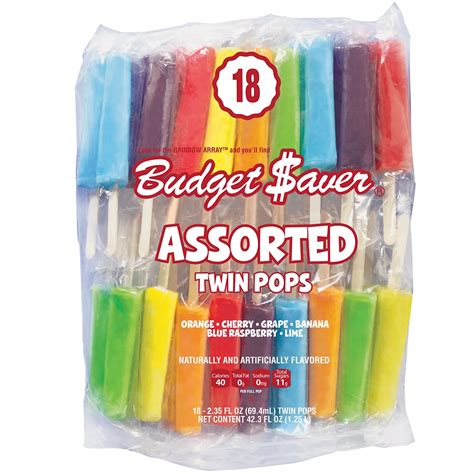 How many sugar are in assorted pops. - calories, carbs, nutrition