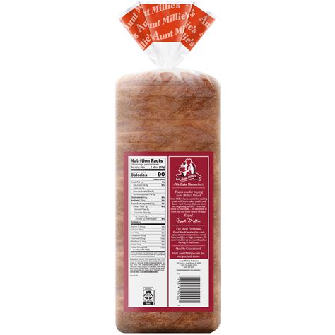 How many sugar are in aunt millie's buttermilk bread - calories, carbs, nutrition