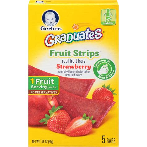 How many sugar are in babyfood, snack, gerber graduate fruit strips, real fruit bars - calories, carbs, nutrition