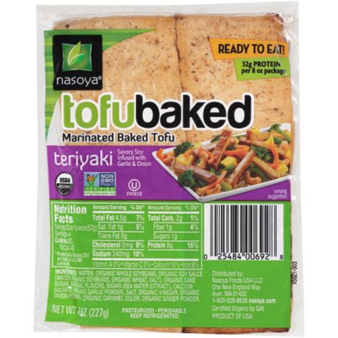 How many sugar are in baked teriyaki tofu - calories, carbs, nutrition