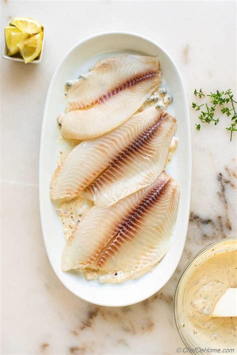 How many sugar are in baked tilapia with a mustard chive sauce - calories, carbs, nutrition