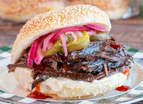 How many sugar are in bbq jerk beef brisket sandwich - calories, carbs, nutrition