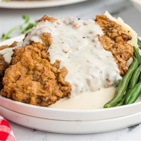 How many sugar are in beef chicken steak fried with cream gravy - calories, carbs, nutrition