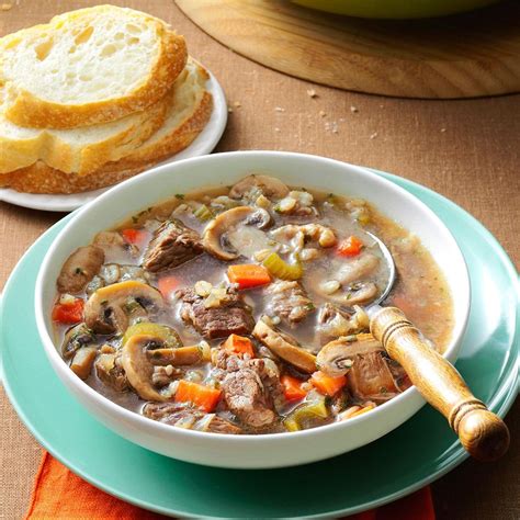 How many sugar are in beef mushroom barley soup - calories, carbs, nutrition