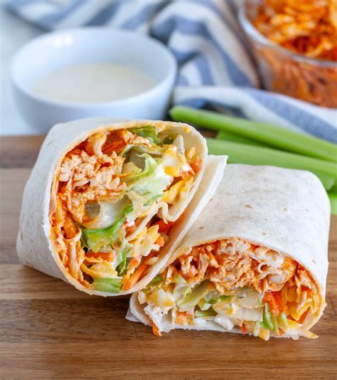 How many sugar are in buffalo chicken wrap with potato salad - calories, carbs, nutrition