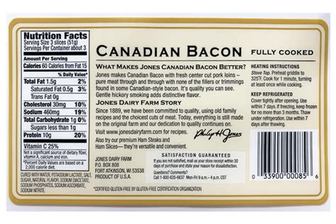 How many sugar are in canadian bacon - calories, carbs, nutrition