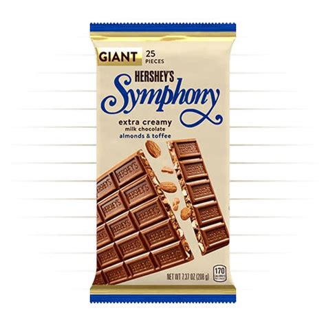 How many sugar are in candies, symphony milk chocolate bar - calories, carbs, nutrition