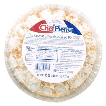 How many sugar are in chef pierre coconut cream pie - calories, carbs, nutrition