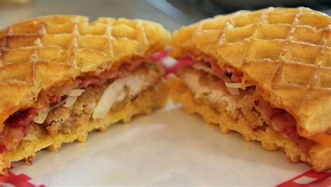 How many sugar are in chicken bacon waffle sandwich - calories, carbs, nutrition