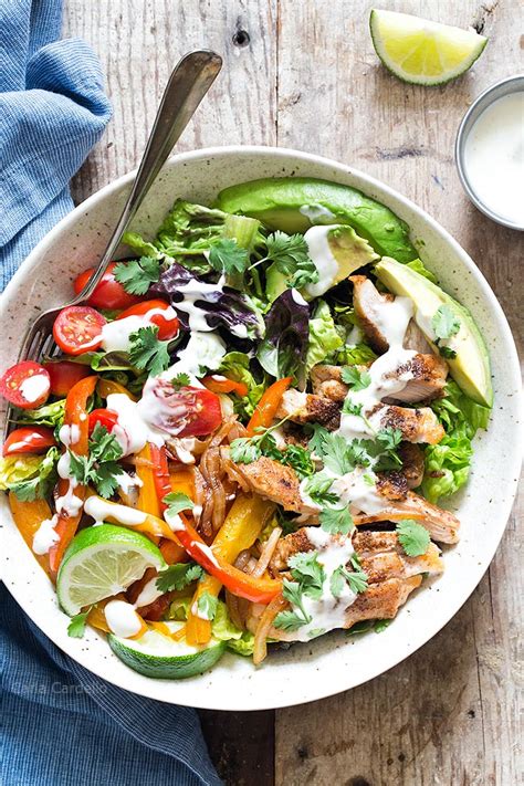 How many sugar are in chicken fajita salad plate, ranch dressing - calories, carbs, nutrition