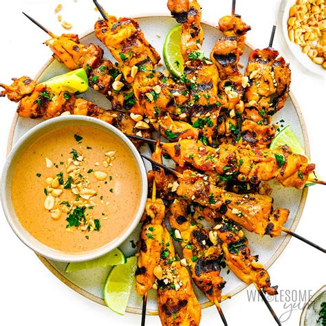 How many sugar are in chicken satay with peanut sauce - calories, carbs, nutrition