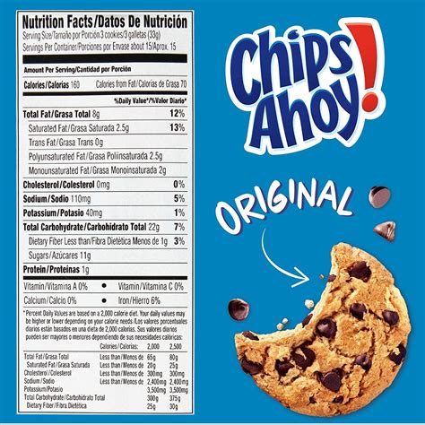 How many sugar are in chips ahoy - cookies - calories, carbs, nutrition