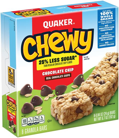 How many sugar are in chocolate chip granola bar - calories, carbs, nutrition