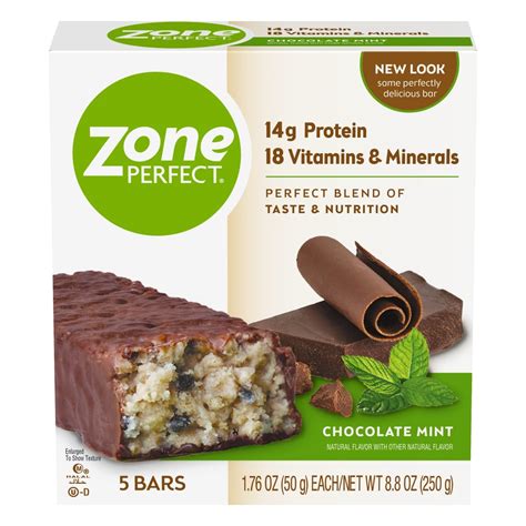 How many sugar are in chocolate mint zone bar - calories, carbs, nutrition