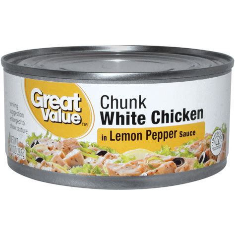 How many sugar are in chunk white chicken in lemon pepper sauce - calories, carbs, nutrition