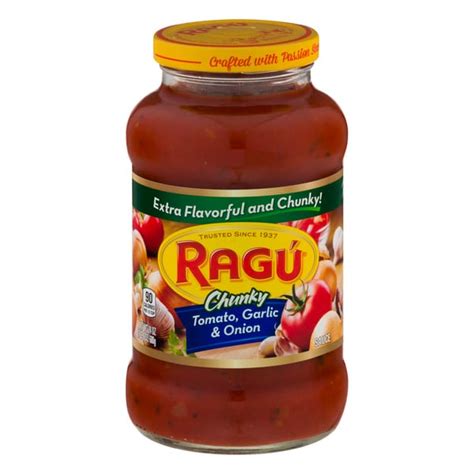 How many sugar are in chunky pasta sauce - tomato, garlic & onion - calories, carbs, nutrition