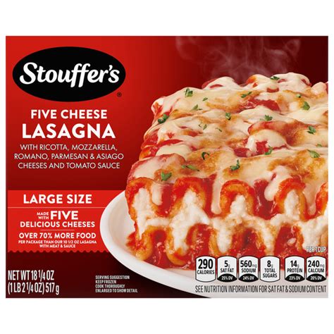 How many sugar are in classic five cheese lasagna - calories, carbs, nutrition