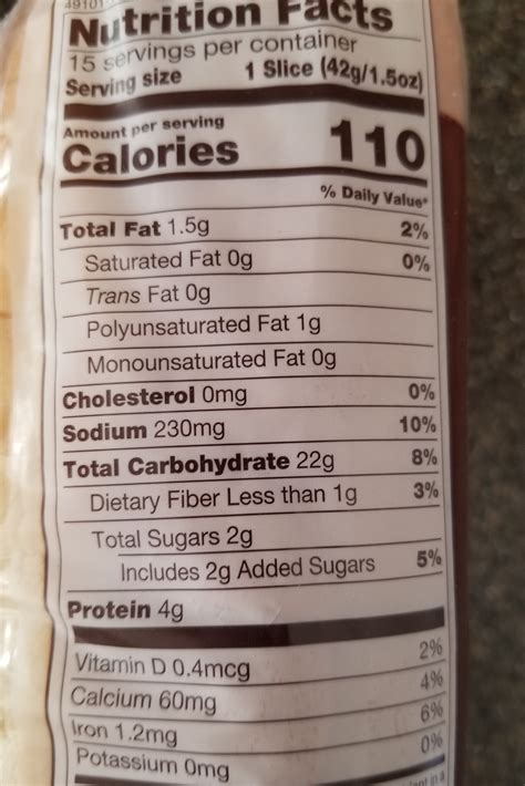How many sugar are in clear value white bread - calories, carbs, nutrition