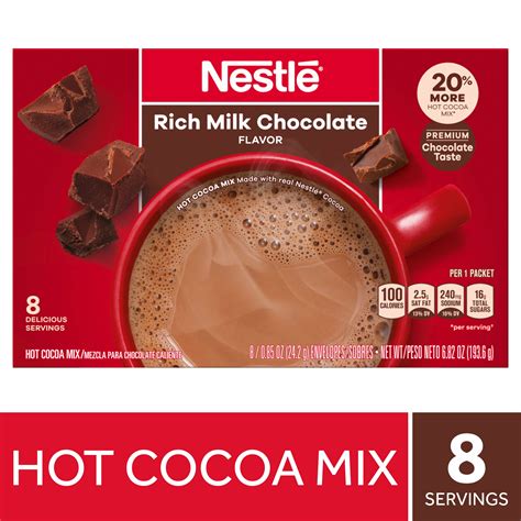 How many sugar are in cocoa mix, nestle, rich chocolate hot cocoa mix - calories, carbs, nutrition