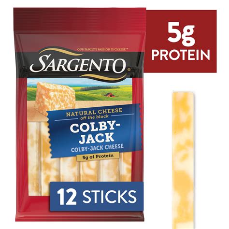How many sugar are in colby jack 2% cheese stick - calories, carbs, nutrition