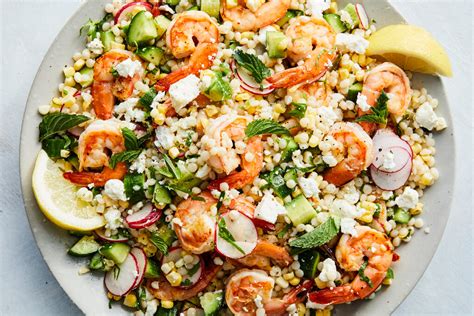 How many sugar are in couscous salad with minted shrimp - calories, carbs, nutrition