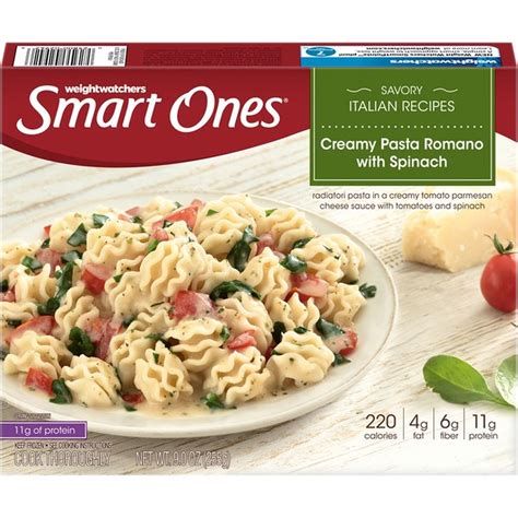 How many sugar are in creamy pasta romano with spinach - calories, carbs, nutrition