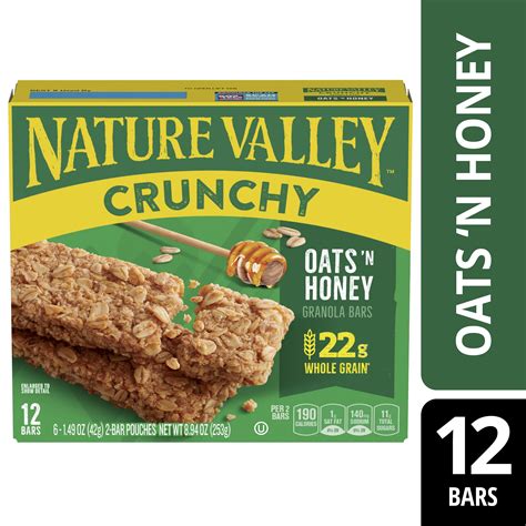 How many sugar are in crunchy granola bar (oats & honey) - calories, carbs, nutrition