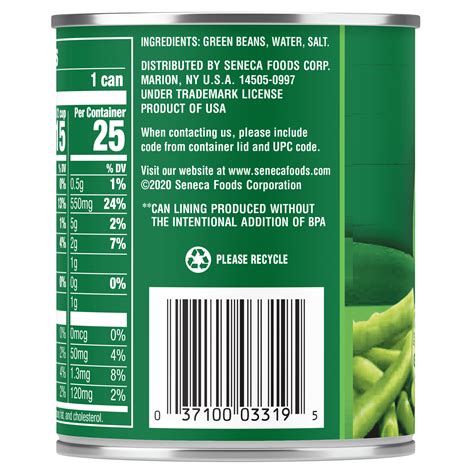 How many sugar are in cut green beans - calories, carbs, nutrition