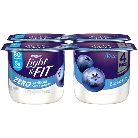 How many sugar are in dannon light 'n fit nonfat blueberry yogurt - calories, carbs, nutrition