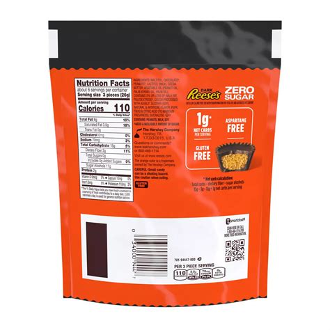 How many sugar are in dark chocolate peanut butter - calories, carbs, nutrition