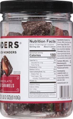 How many sugar are in dark chocolate sea salt caramels - calories, carbs, nutrition