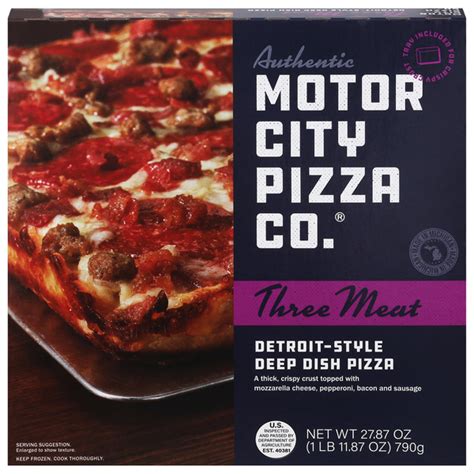 How many sugar are in deep dish three meat pizza - calories, carbs, nutrition