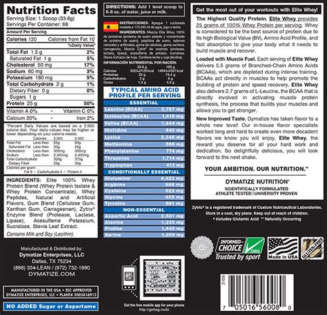 How many sugar are in elite whey protein isolate - calories, carbs, nutrition