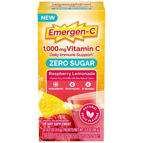 How many sugar are in emergen -c immune - calories, carbs, nutrition