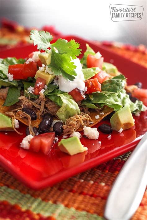 How many sugar are in fiesta tostadas with shredded pork - calories, carbs, nutrition