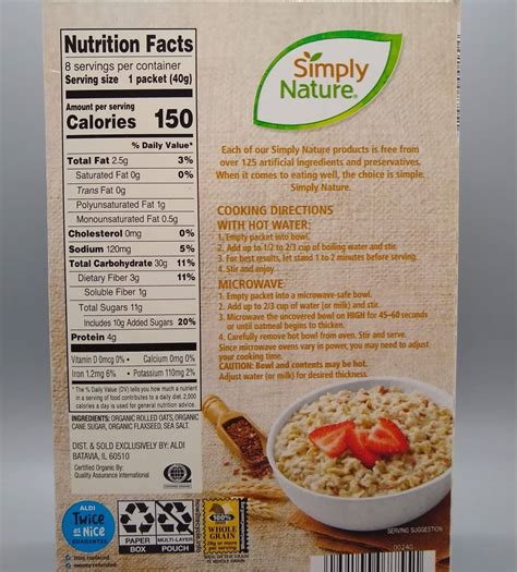 How many sugar are in flax oatmeal - calories, carbs, nutrition