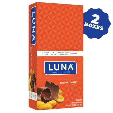 How many sugar are in formulated bar, luna bar, nutz over chocolate - calories, carbs, nutrition