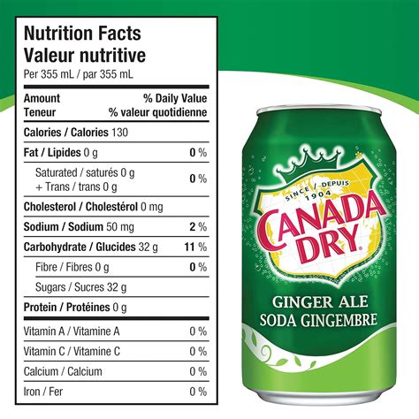 How many sugar are in ginger ale - calories, carbs, nutrition