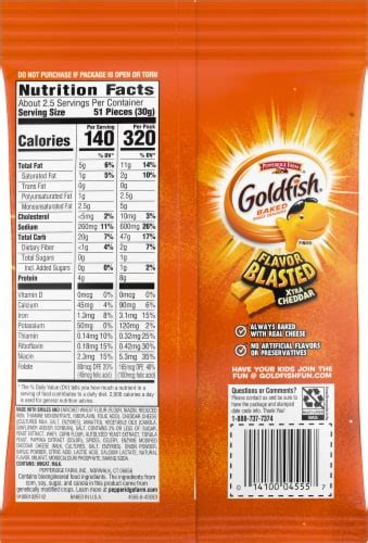 How many sugar are in goldfish - calories, carbs, nutrition