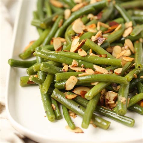 How many sugar are in green beans fresh almondine 1/2 cup - calories, carbs, nutrition