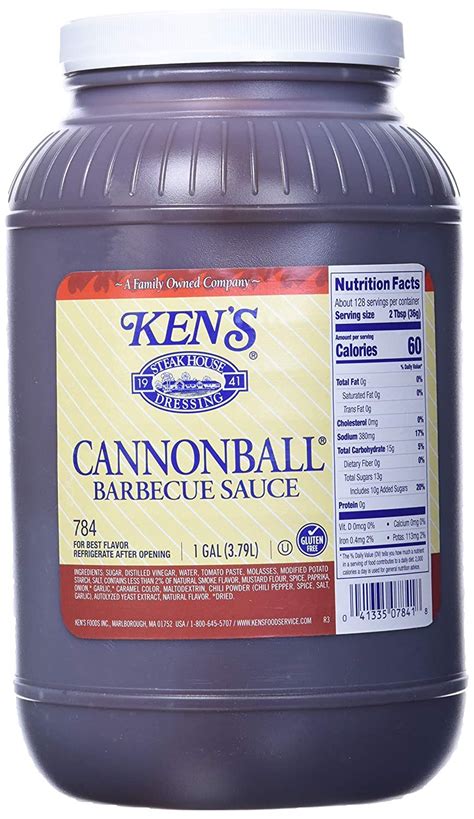 How many sugar are in grill sauce bbq cannonball 2 oz ladle - calories, carbs, nutrition