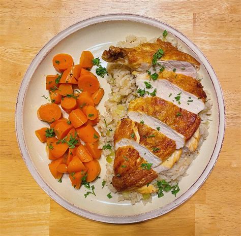 How many sugar are in grilled chicken breast with barley pilaf roasted carrots - calories, carbs, nutrition