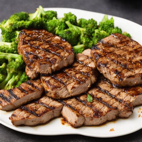 How many sugar are in grilled pork steak & apple sauce - calories, carbs, nutrition