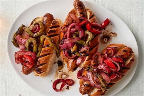 How many sugar are in grilled sausage with peppers onions - calories, carbs, nutrition